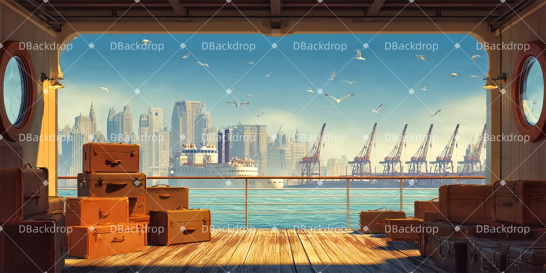 Backdrops For Theater New York Harbor Theater Stage Backdrop TWW511-T21