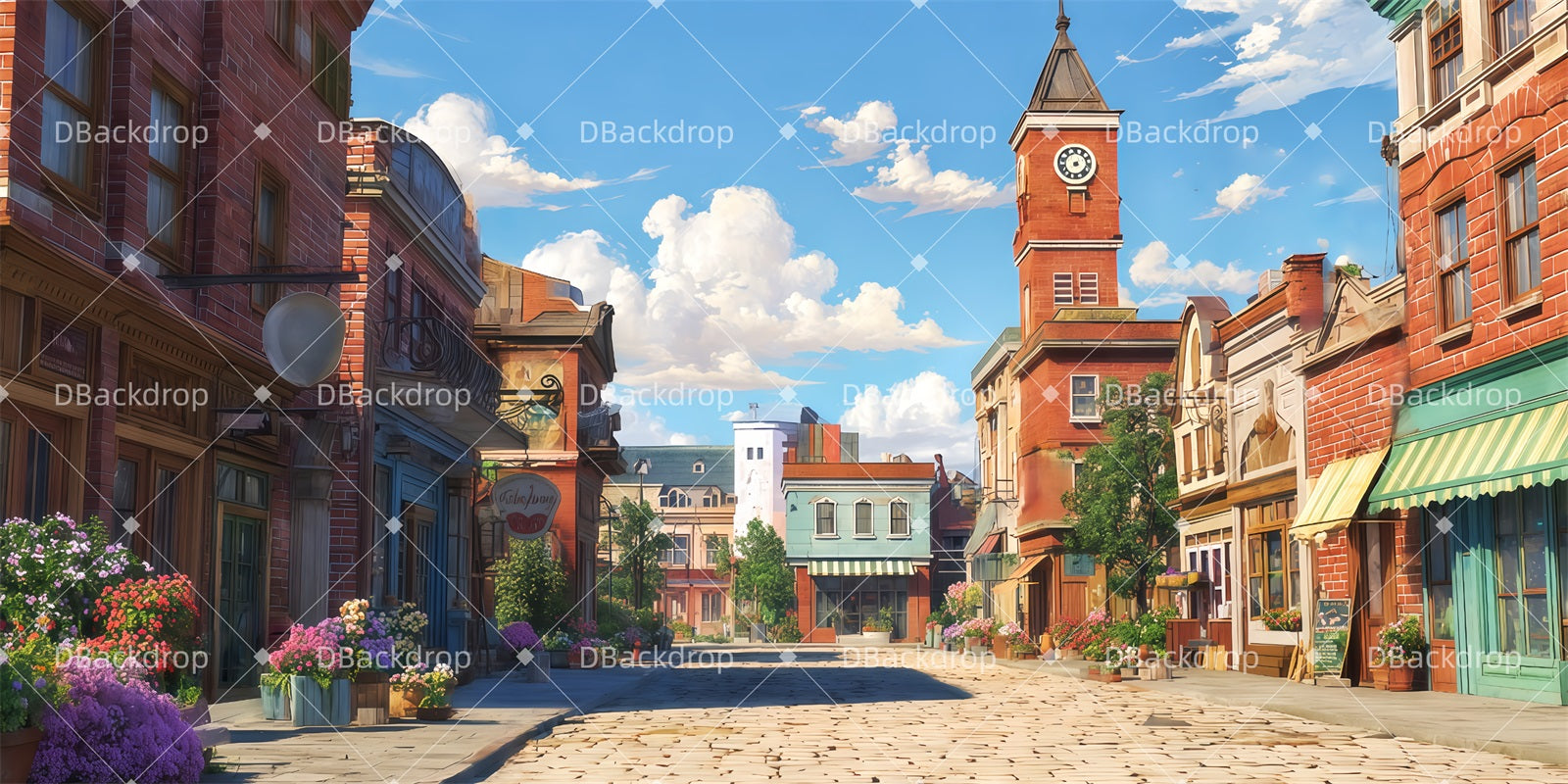 Backdrop Rendering Town Theatre Stage Backdrop Ashton Town Square School Play Backdrops TWW511