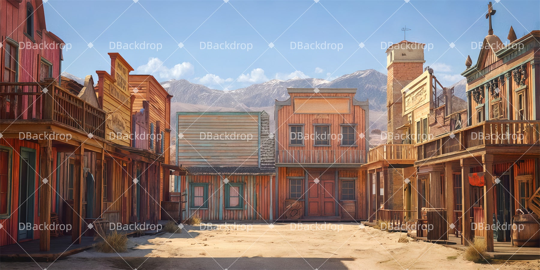 Backdrop Rendering Town Theater Backdrop Deadrock Town Street Stage Backdrops For Sale TWW511-