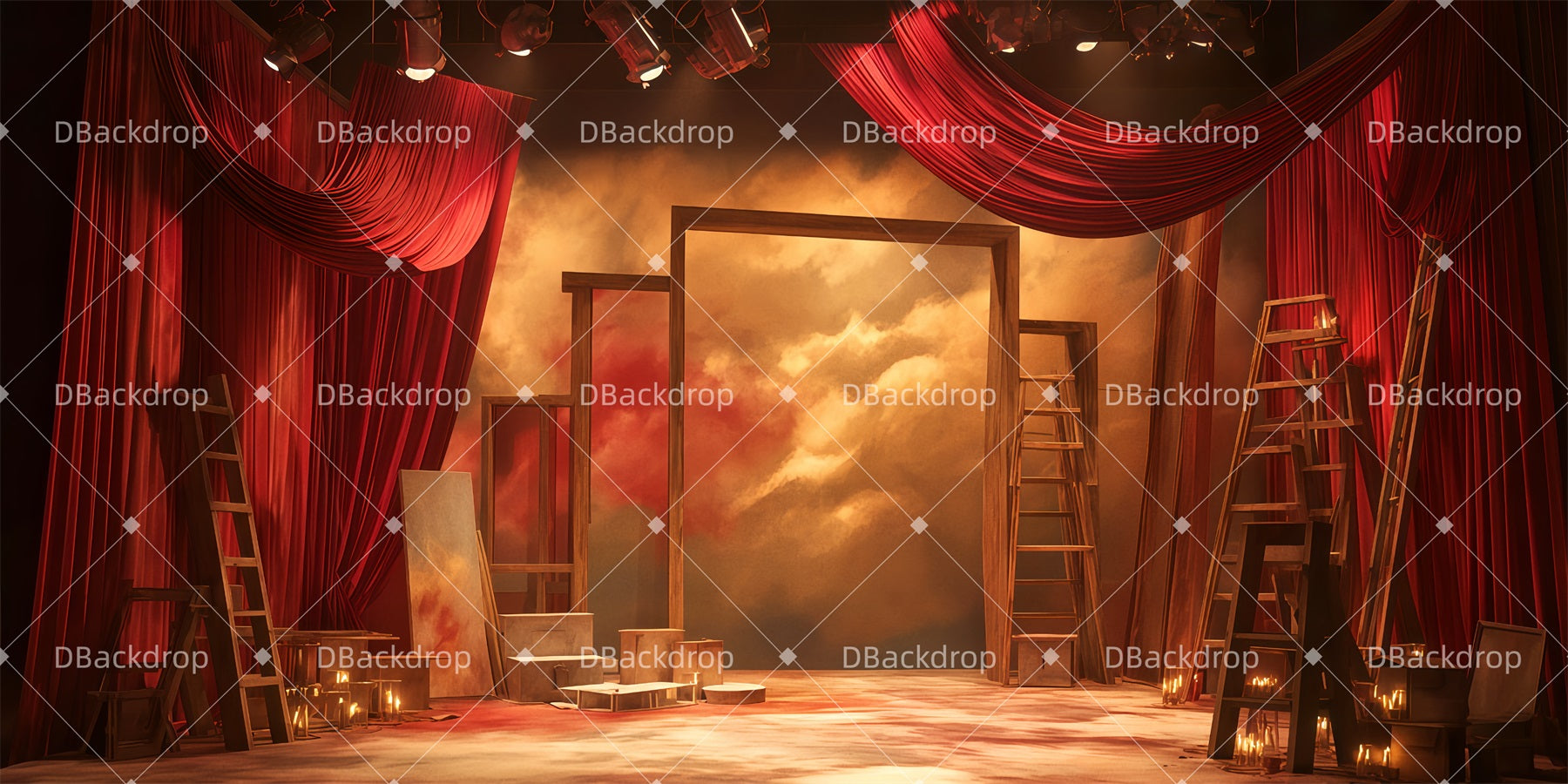 Roleplay Backdrop Broadway Stage Backdrops Rehearsal Stage School Play Backdrops TWW511-