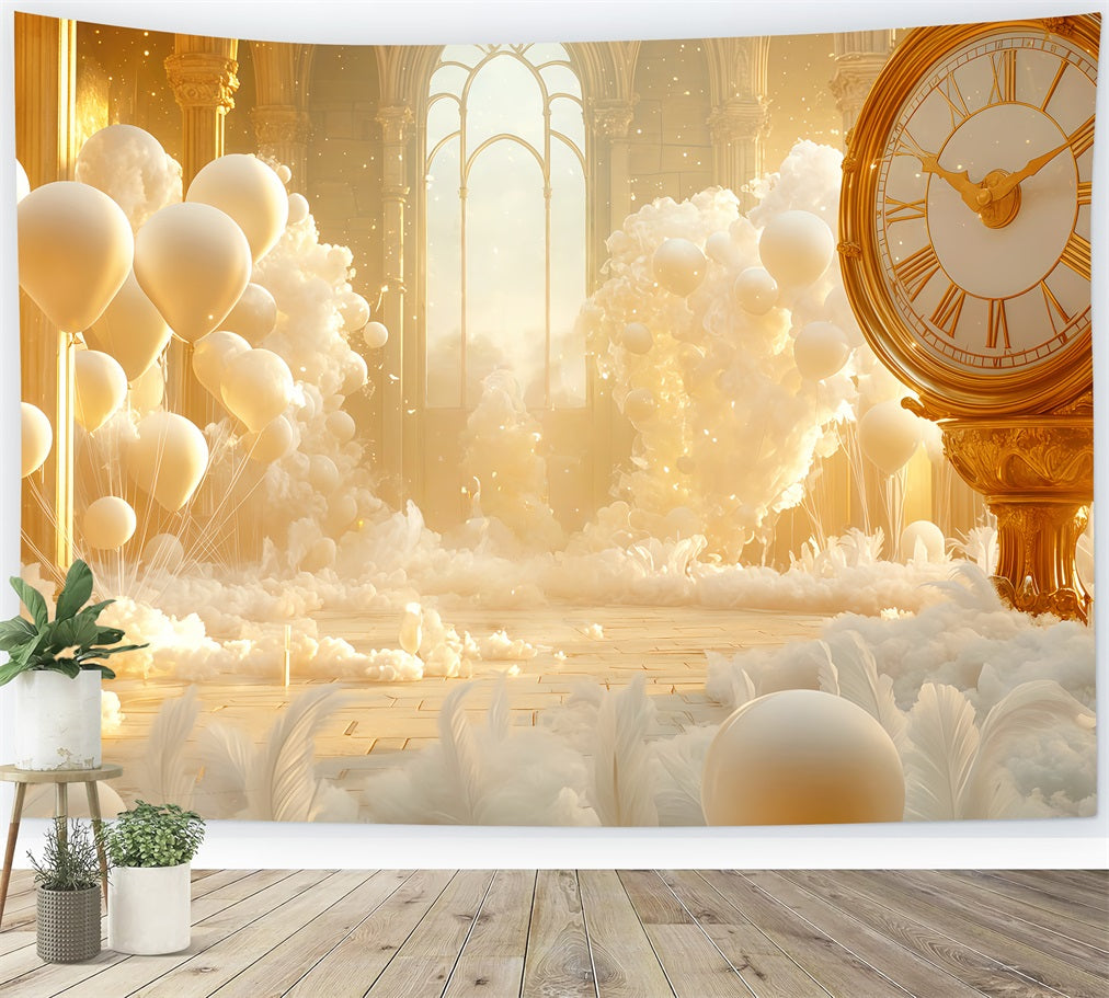 New Year Backdrop Ideas Golden Cloud Balloon Fantasy Countdown Clock Backdrop TWW512-18