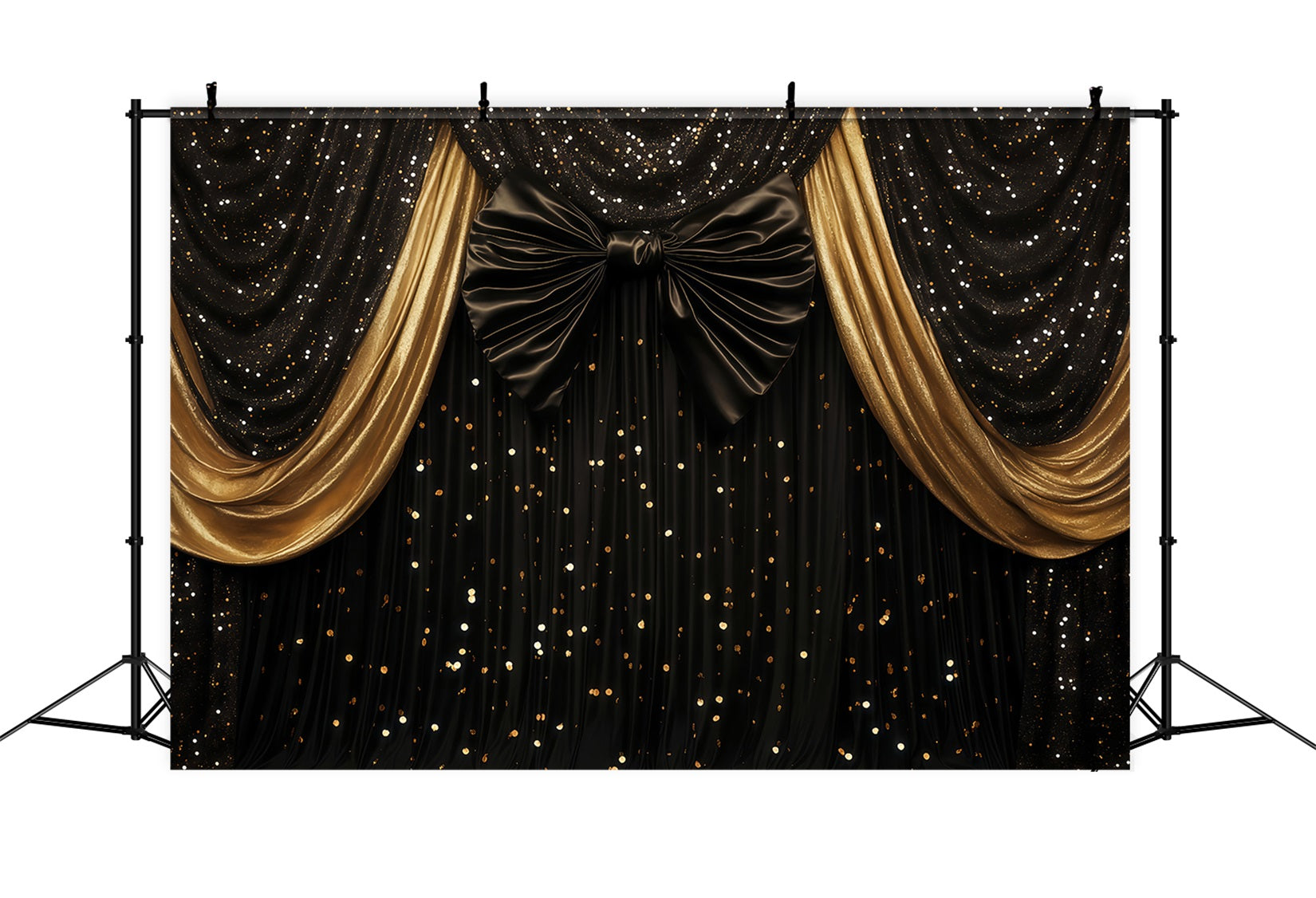 New Year Photo Backdrop Luxury Draped Shimmer Bokeh Gold Glitter Backdrop TWW512-19
