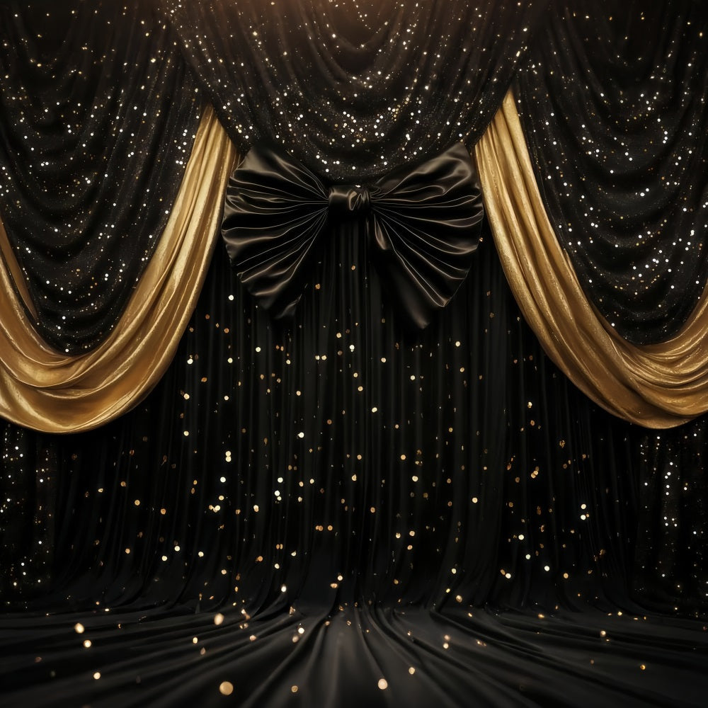 New Year Photo Backdrop Luxury Draped Shimmer Bokeh Gold Glitter Backdrop TWW512-19