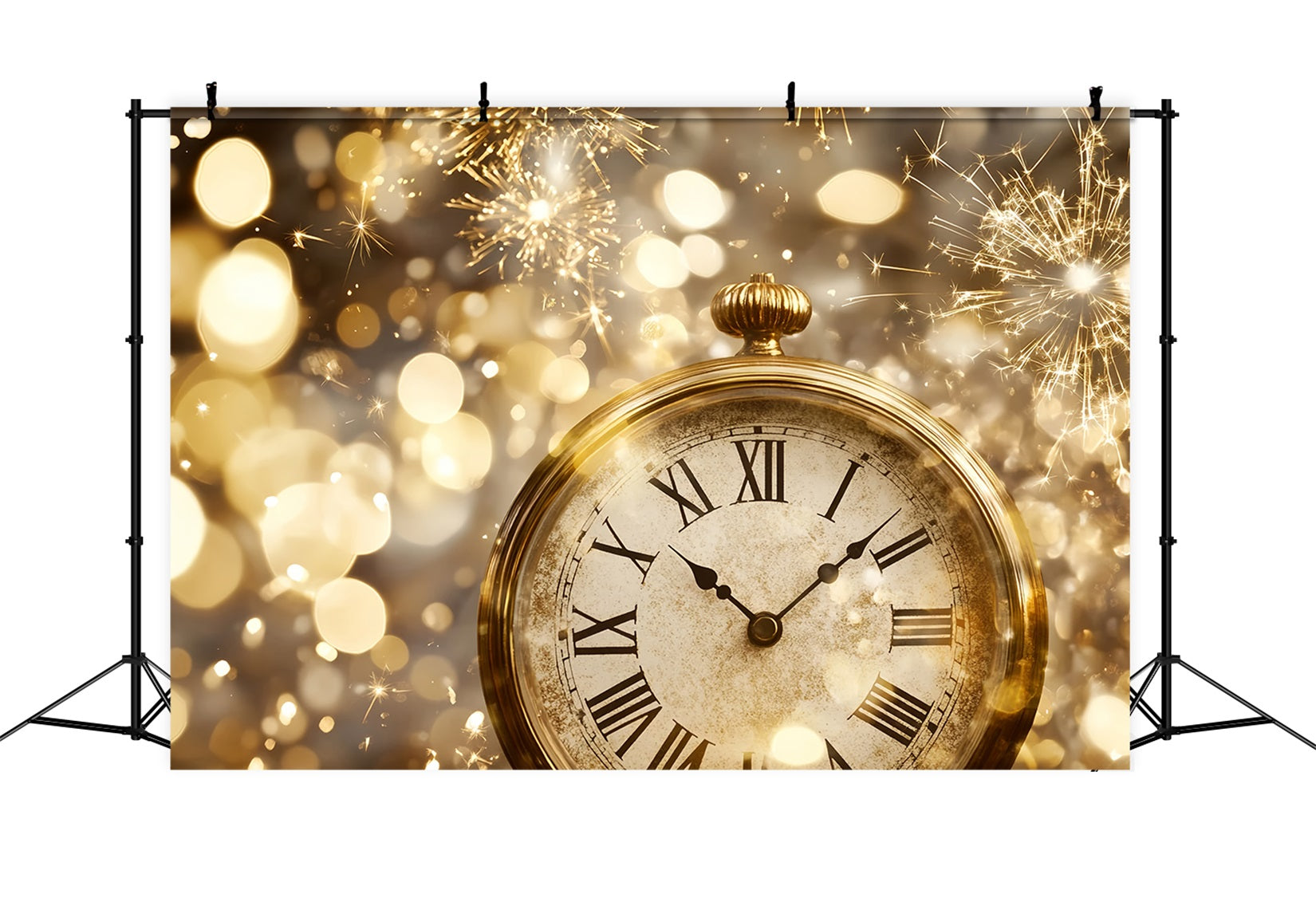 New Year's Backdrop Countdown Gold Glitter Firework Bokeh Backdrop TWW512-20