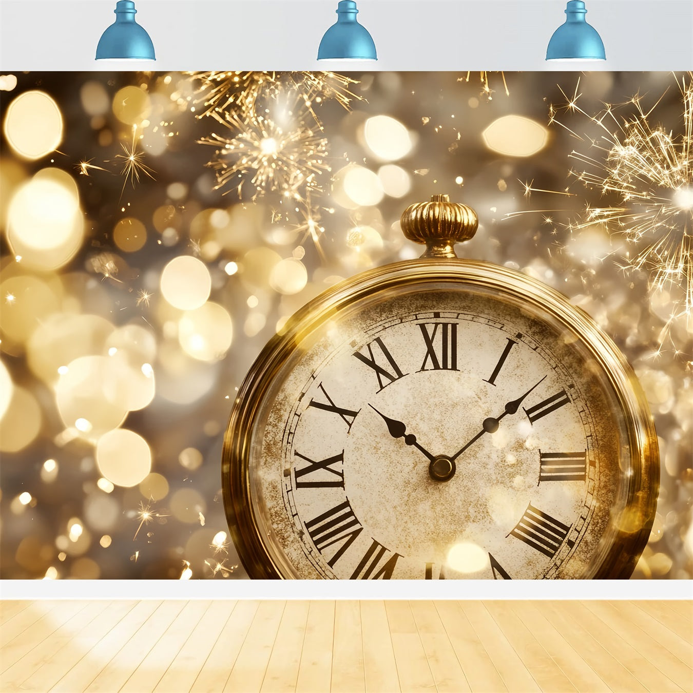 New Year's Backdrop Countdown Gold Glitter Firework Bokeh Backdrop TWW512-20