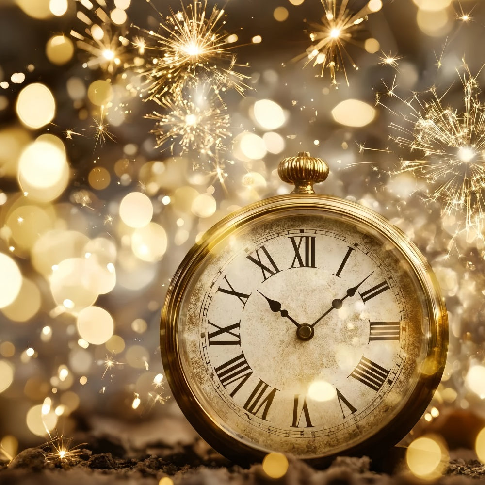 New Year's Backdrop Countdown Gold Glitter Firework Bokeh Backdrop TWW512-20