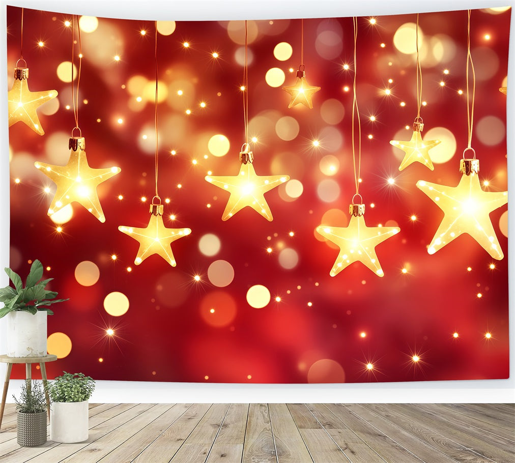 New Years Backdrops Hanging Star Lights Bokeh Gold Glitter Backdrop TWW512-26