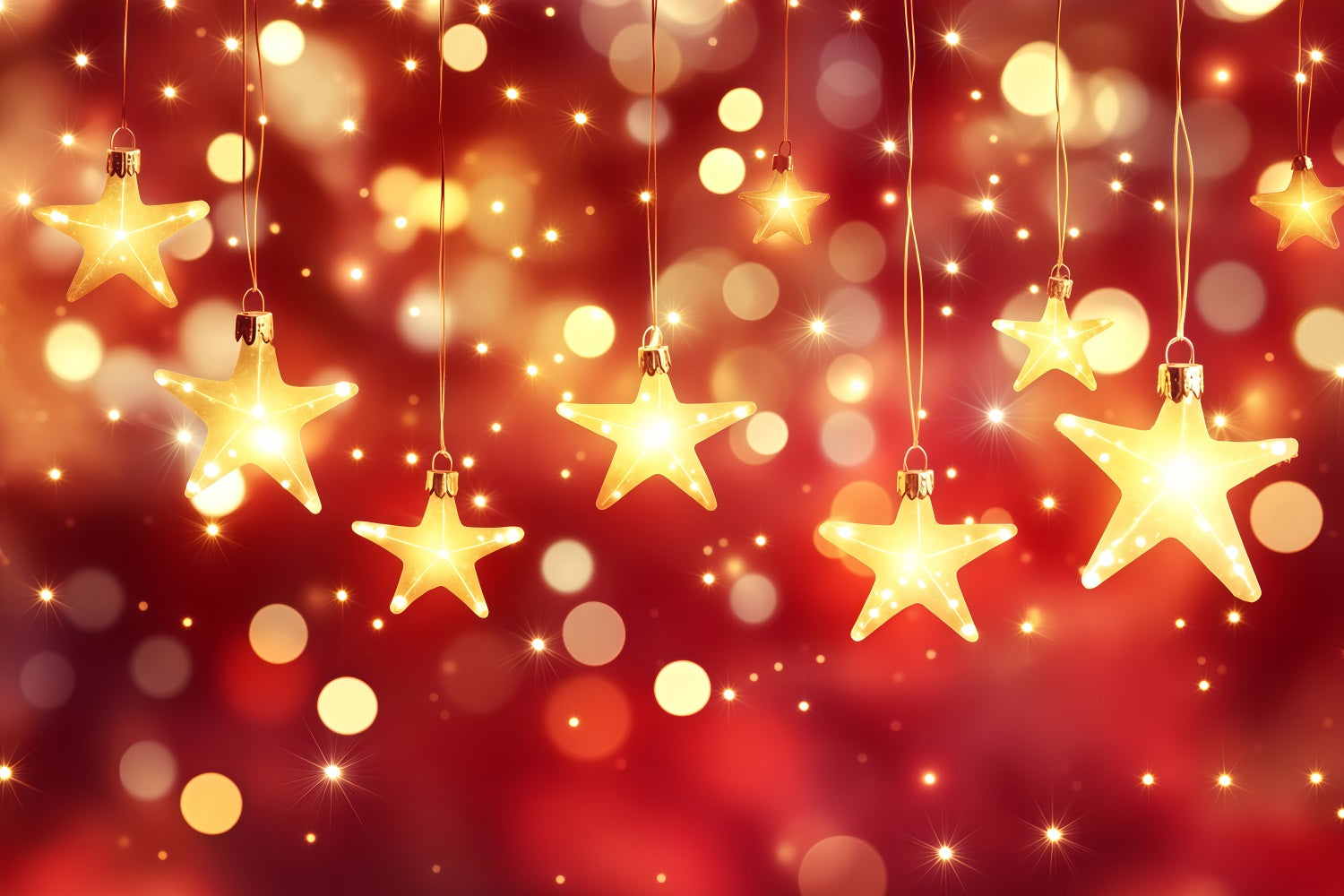 New Years Backdrops Hanging Star Lights Bokeh Gold Glitter Backdrop TWW512-26