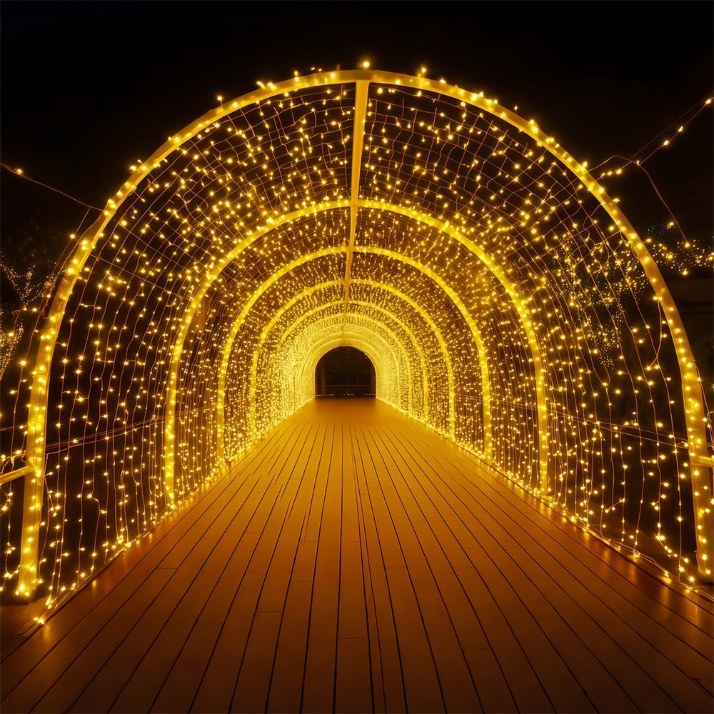 New Year's Backdrop Bokeh Light Tunnel Sparkles Gold Glitter Backdrop TWW512-30