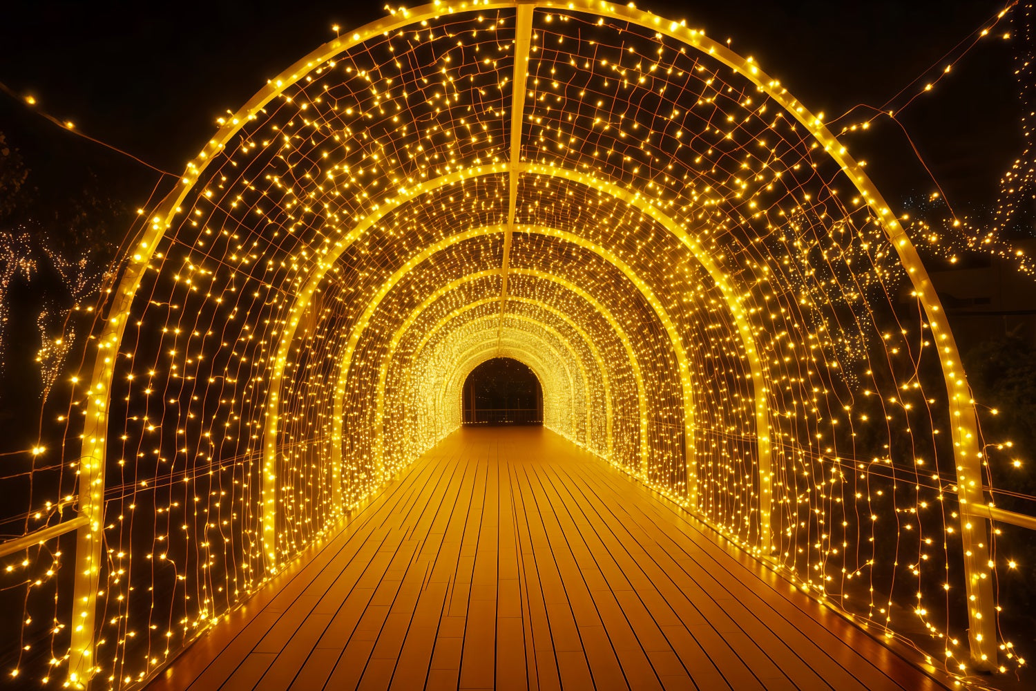 New Year's Backdrop Bokeh Light Tunnel Sparkles Gold Glitter Backdrop TWW512-30