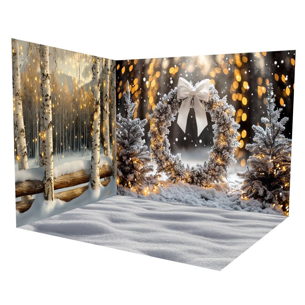 Winter Backdrops Glowing Forest Garland Backdrop Room Set TWW57-100
