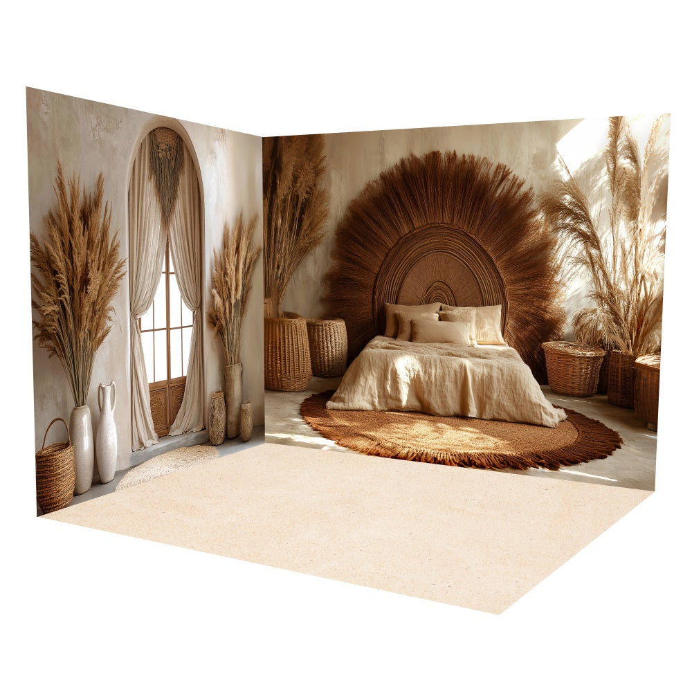 Boho Photo Backdrop Natural Light Bedroom Backdrop Room Set TWW57-104
