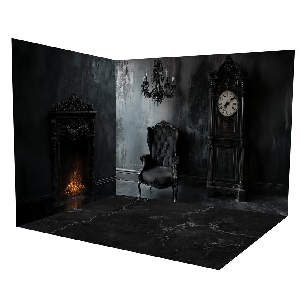 Vintage Backdrop Midnight Victorian Clock Backdrop Room Set TWW57-62