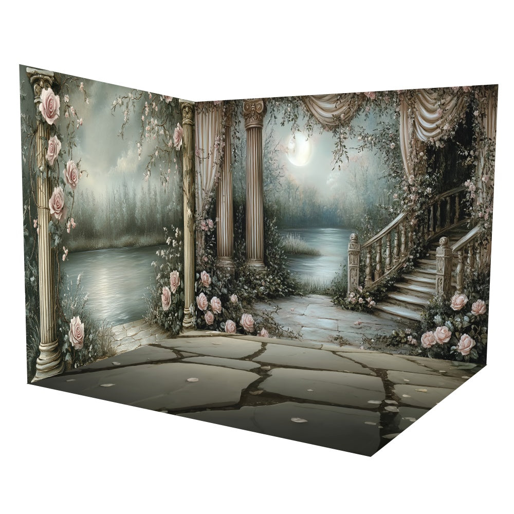 Backdrop Vintage Moonlight Garden Stair Backdrop Room Set TWW57-63