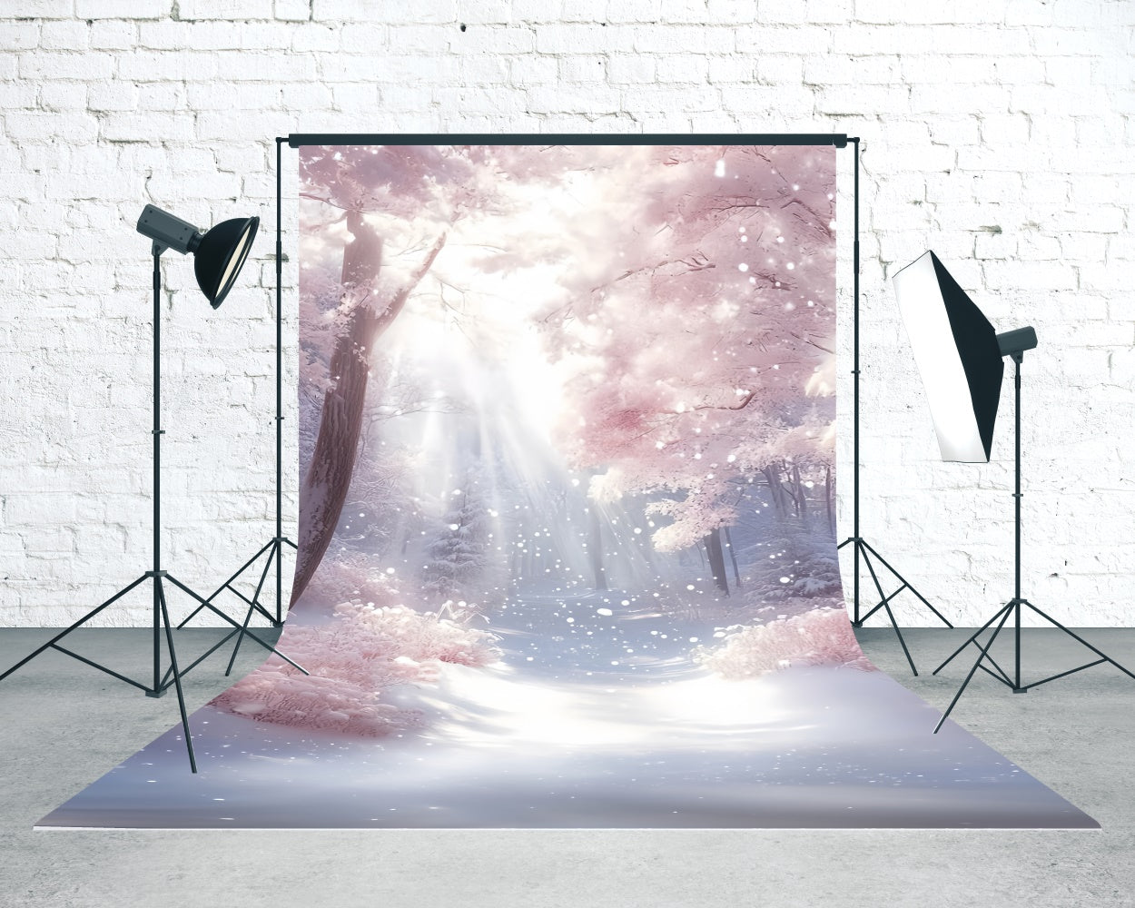 Winter Forest Backdrop Blush Snow Dream Trail Sweep Backdrop TWW57-97