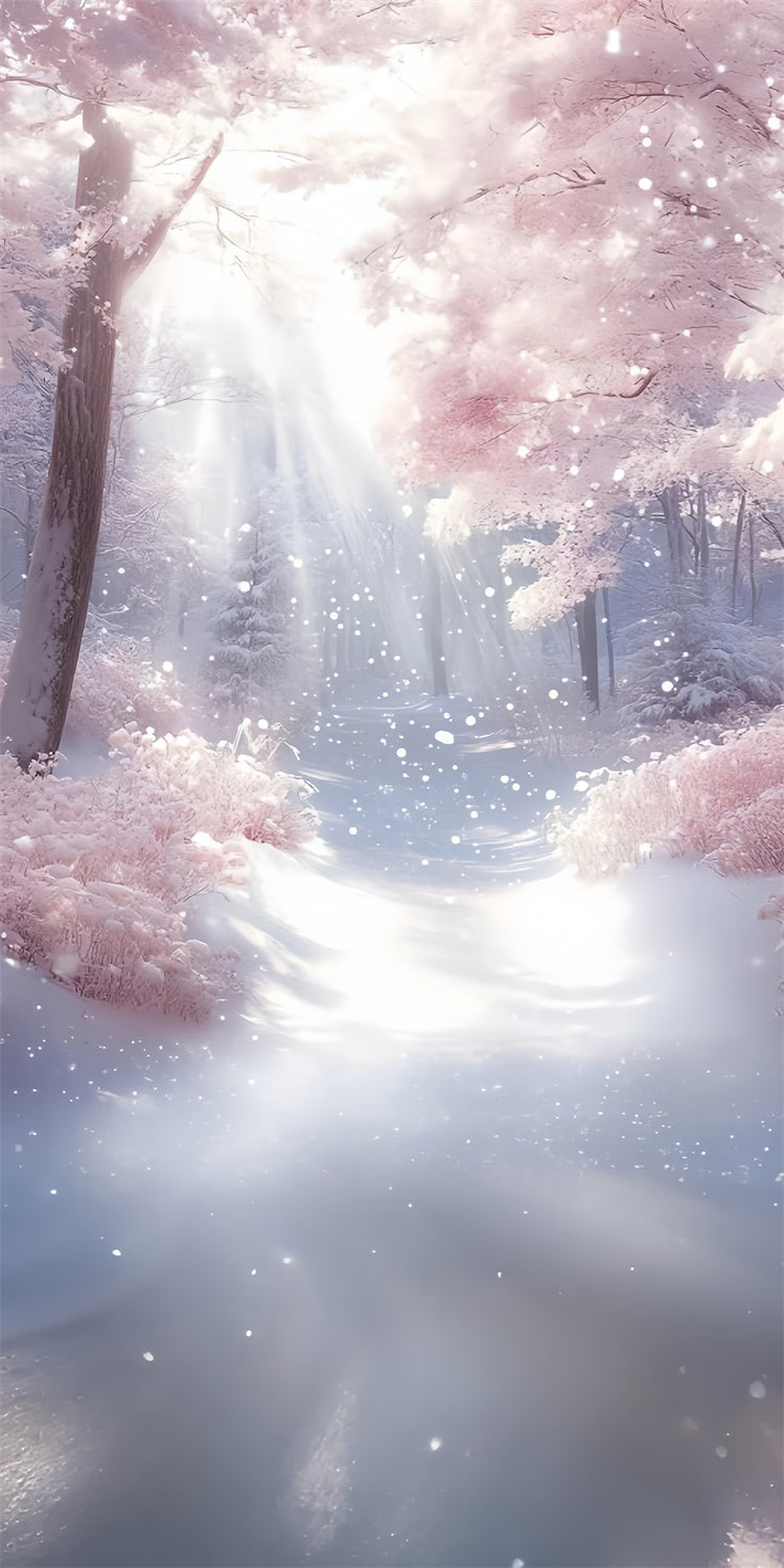 Winter Forest Backdrop Blush Snow Dream Trail Sweep Backdrop TWW57-97