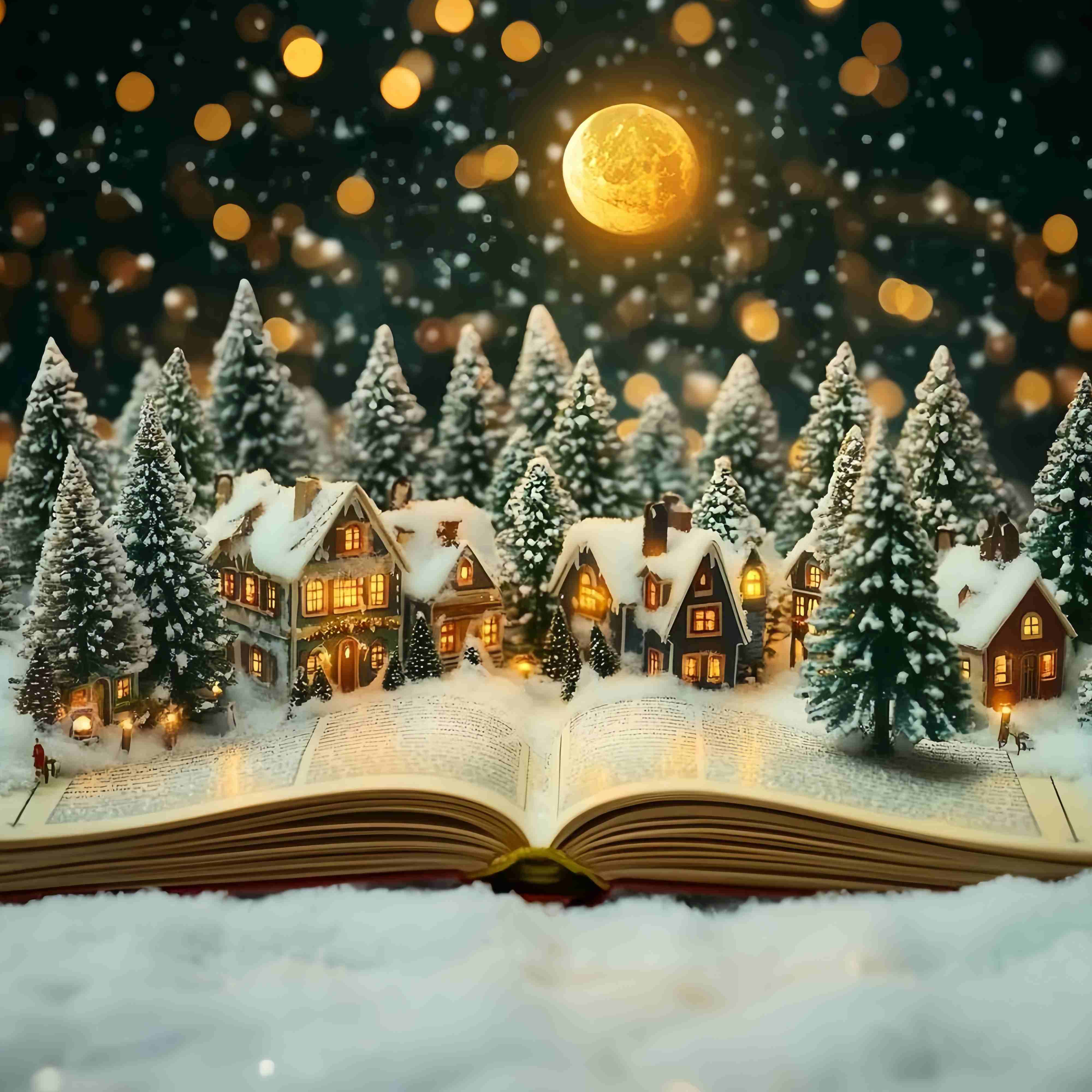 Christmas Village Backdrop Miniature Village Winter Moonlight Christmas Backdrop Ideas TWW58-106