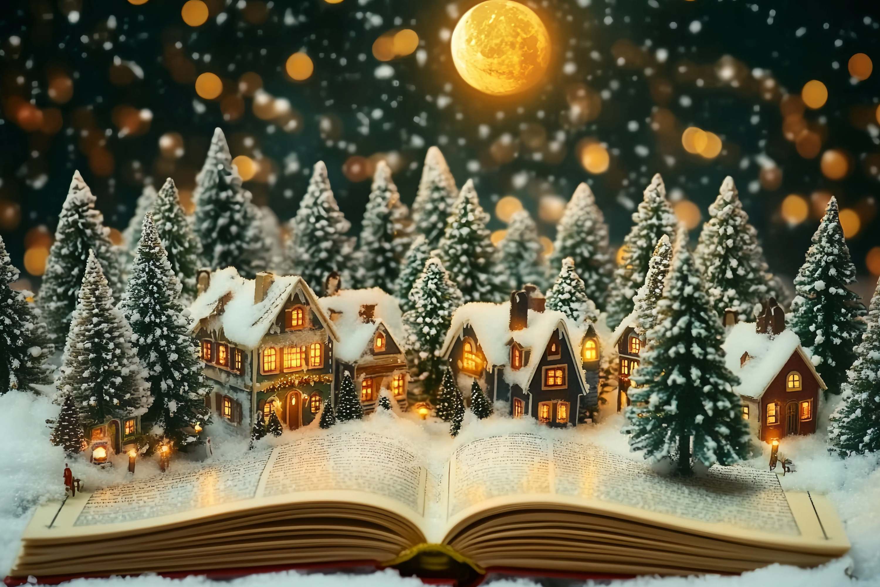 Christmas Village Backdrop Miniature Village Winter Moonlight Christmas Backdrop Ideas TWW58-106