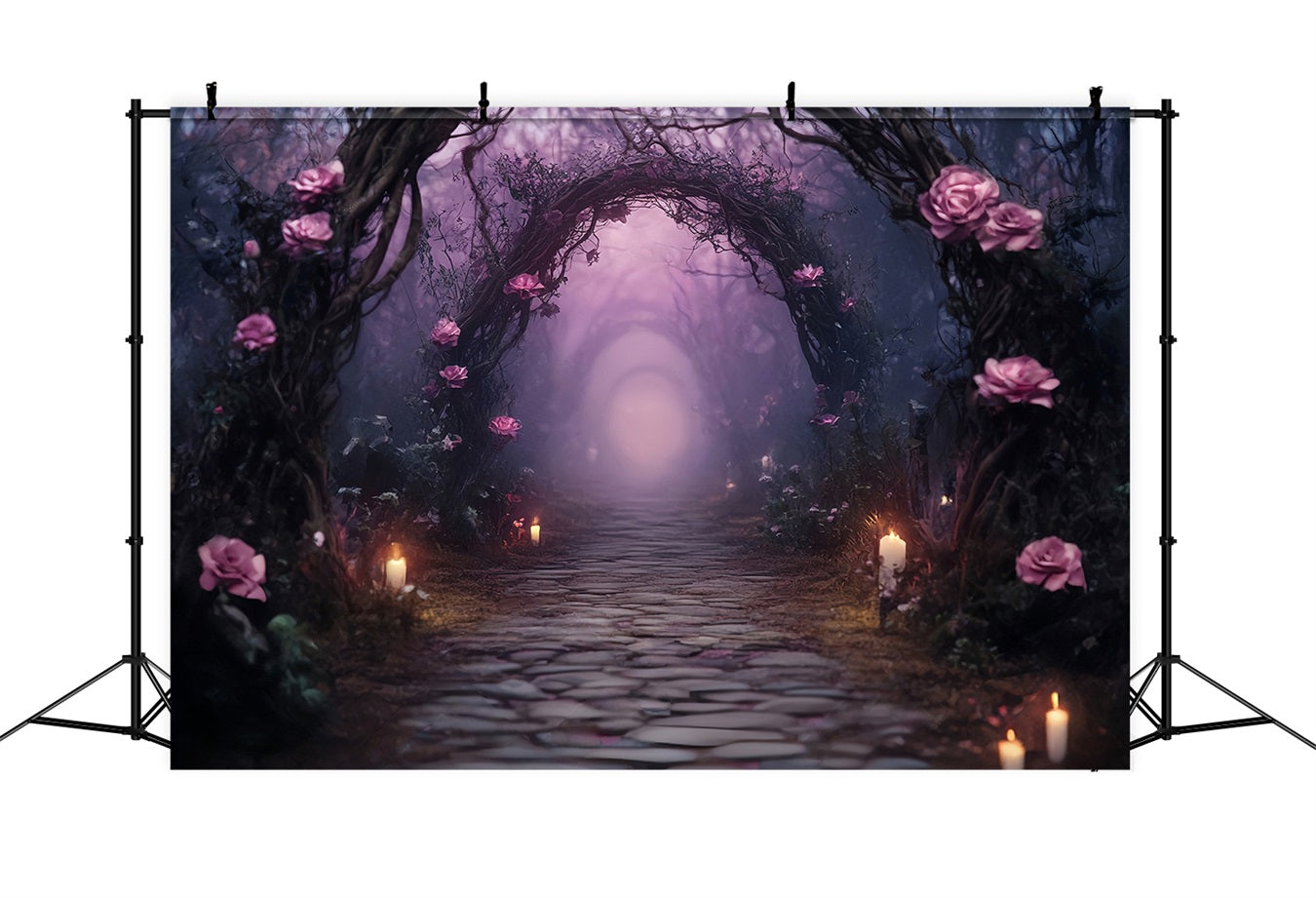 Halloween Enchanted Candlelit Rose Arch Pathway Halloween Backdrop TWW58-5