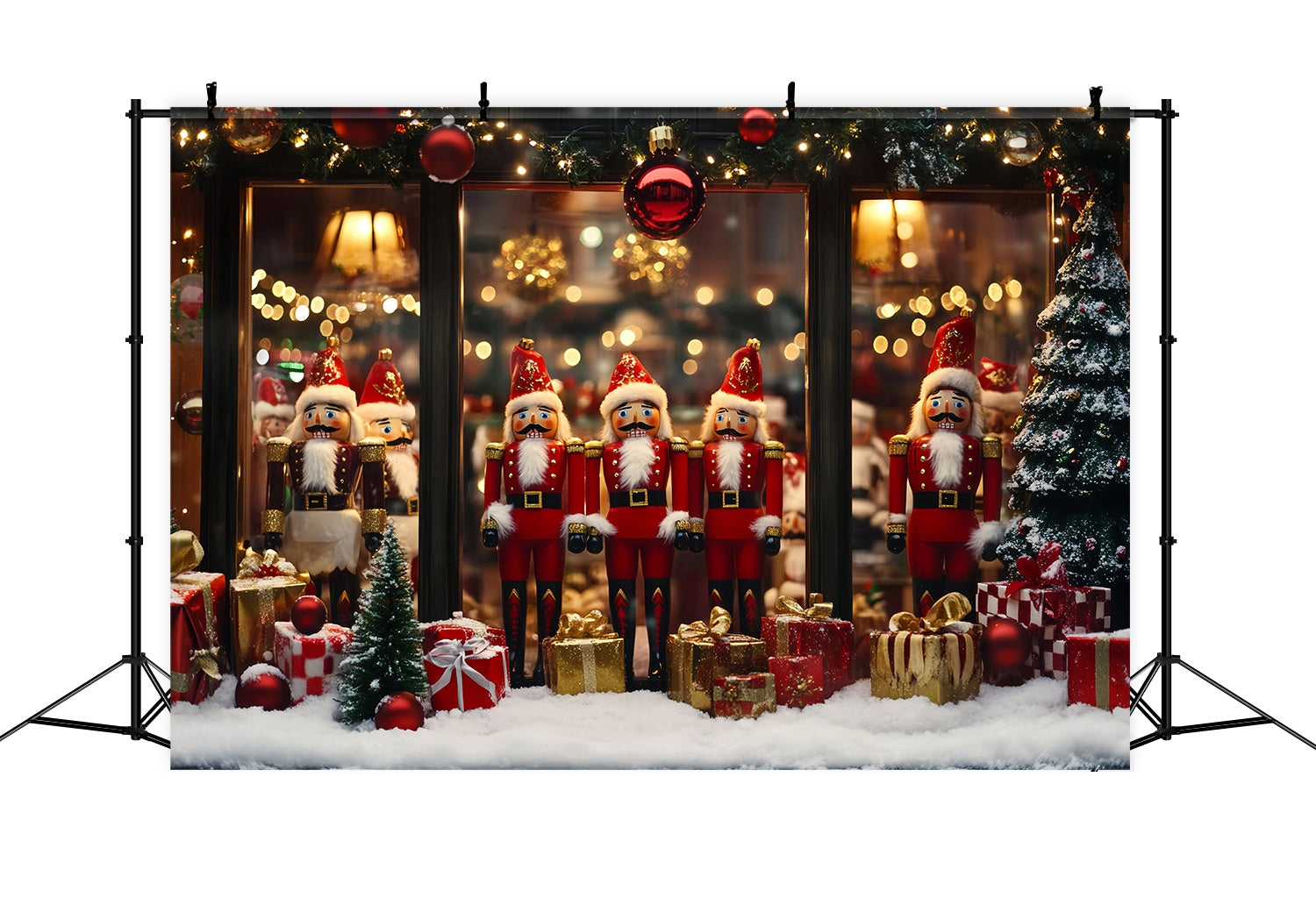 Nutcracker Backdrop Nutcracker Soldiers Festive Decor Christmas Backdrops TWW58-54