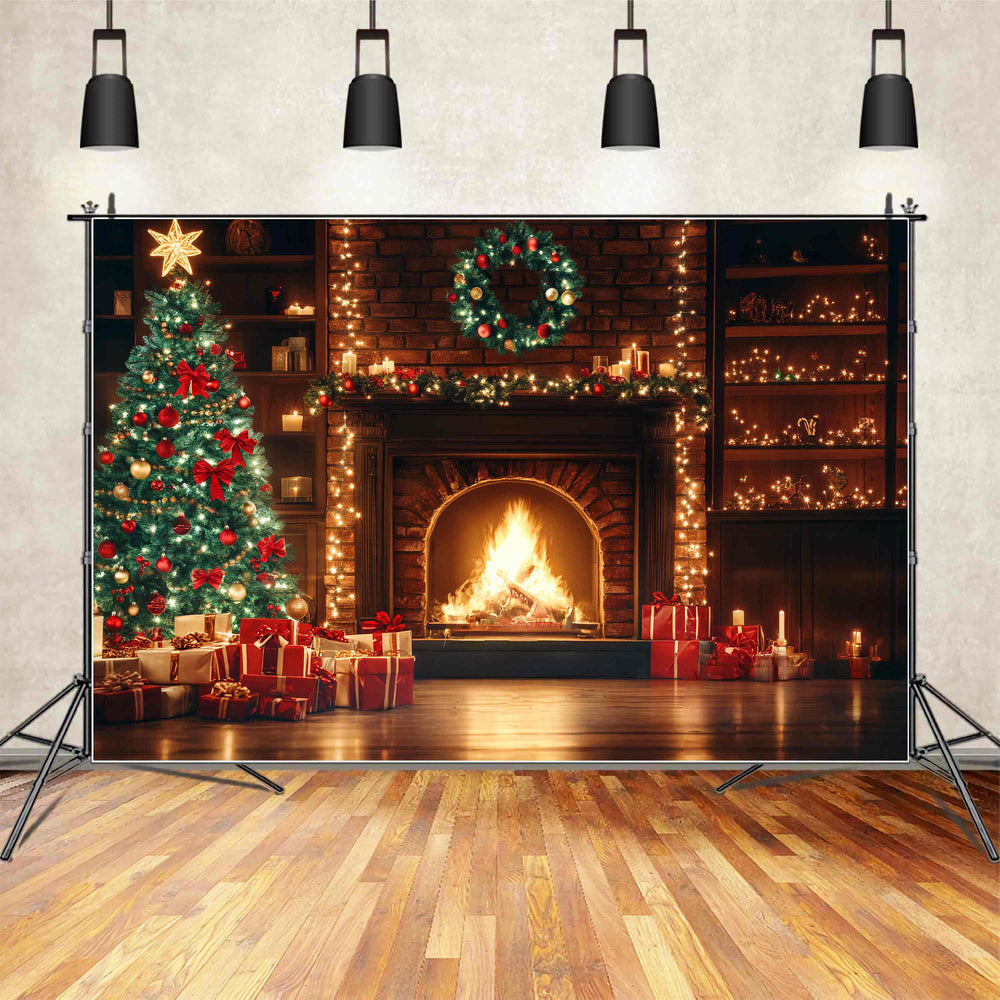 Christmas Fireplace Backdrop Fireplace Garland Christmas Tree Christma