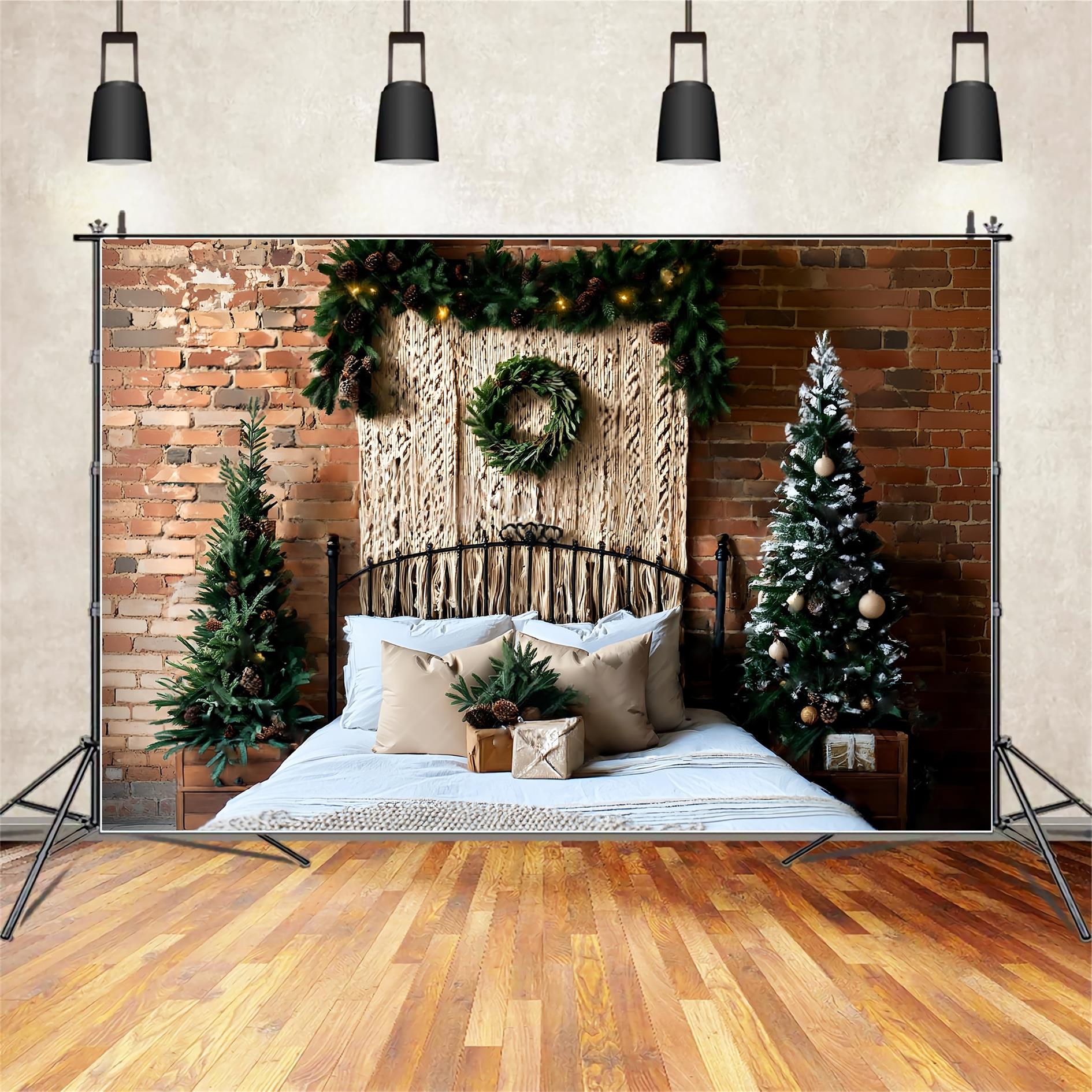 Headboard Backdrop Macrame Rustic Bed Christmas Backdrop for Photos TWW59-103