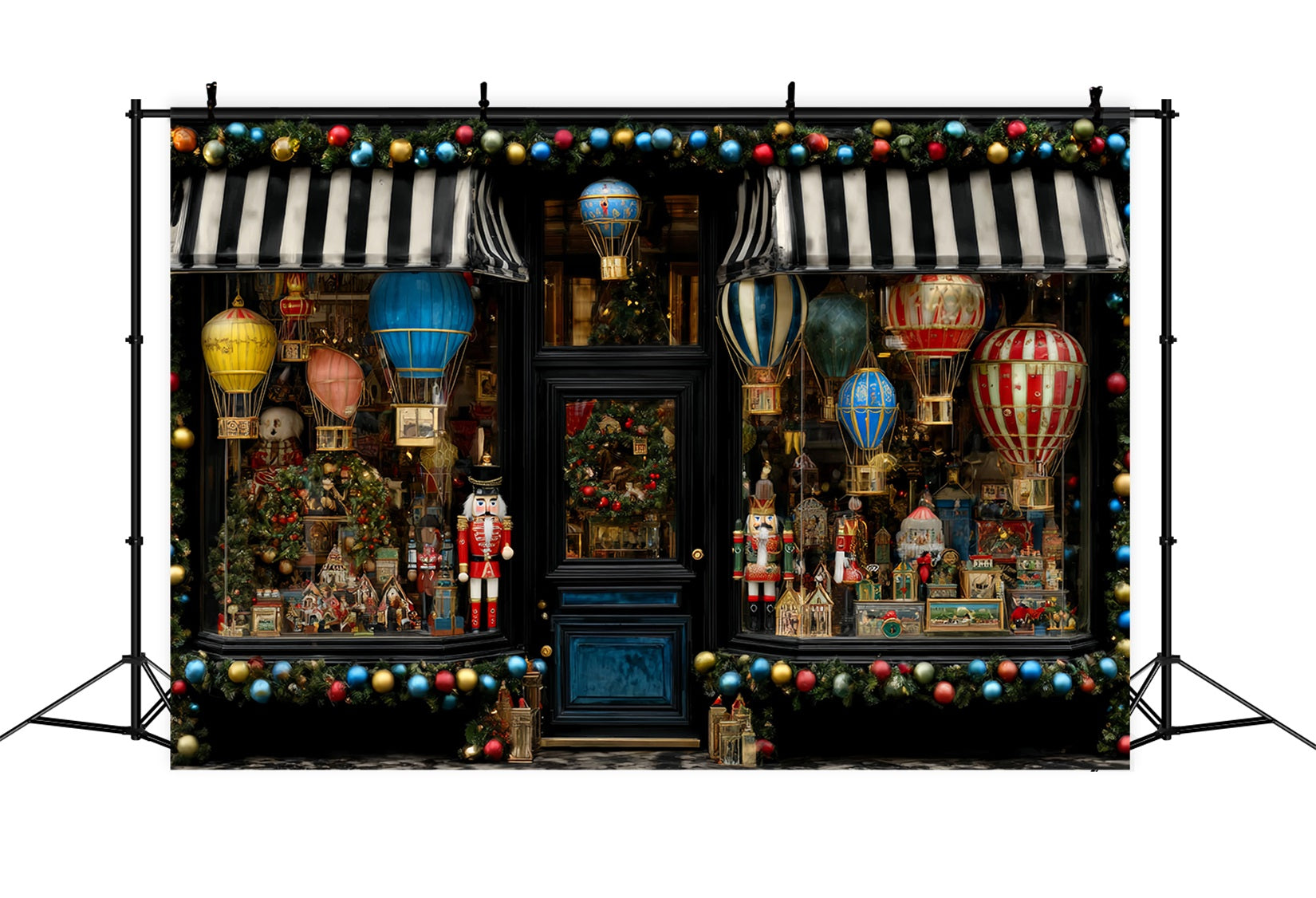 Toy Store Backdrop Nutcracker Hot Air Balloon Display Christmas Photo Backdrop TWW59-107