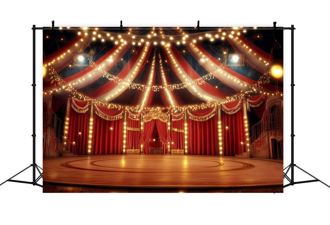 Carnival Tent Backdrop Grand Red Velvet Stage Photography Circus Backdrop TWW59-12