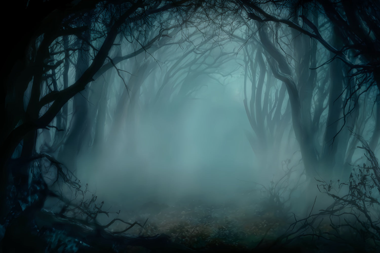 Spooky Forest Backdrop Misty Dark Enchanted Woods Forest Backdrop TWW59-128