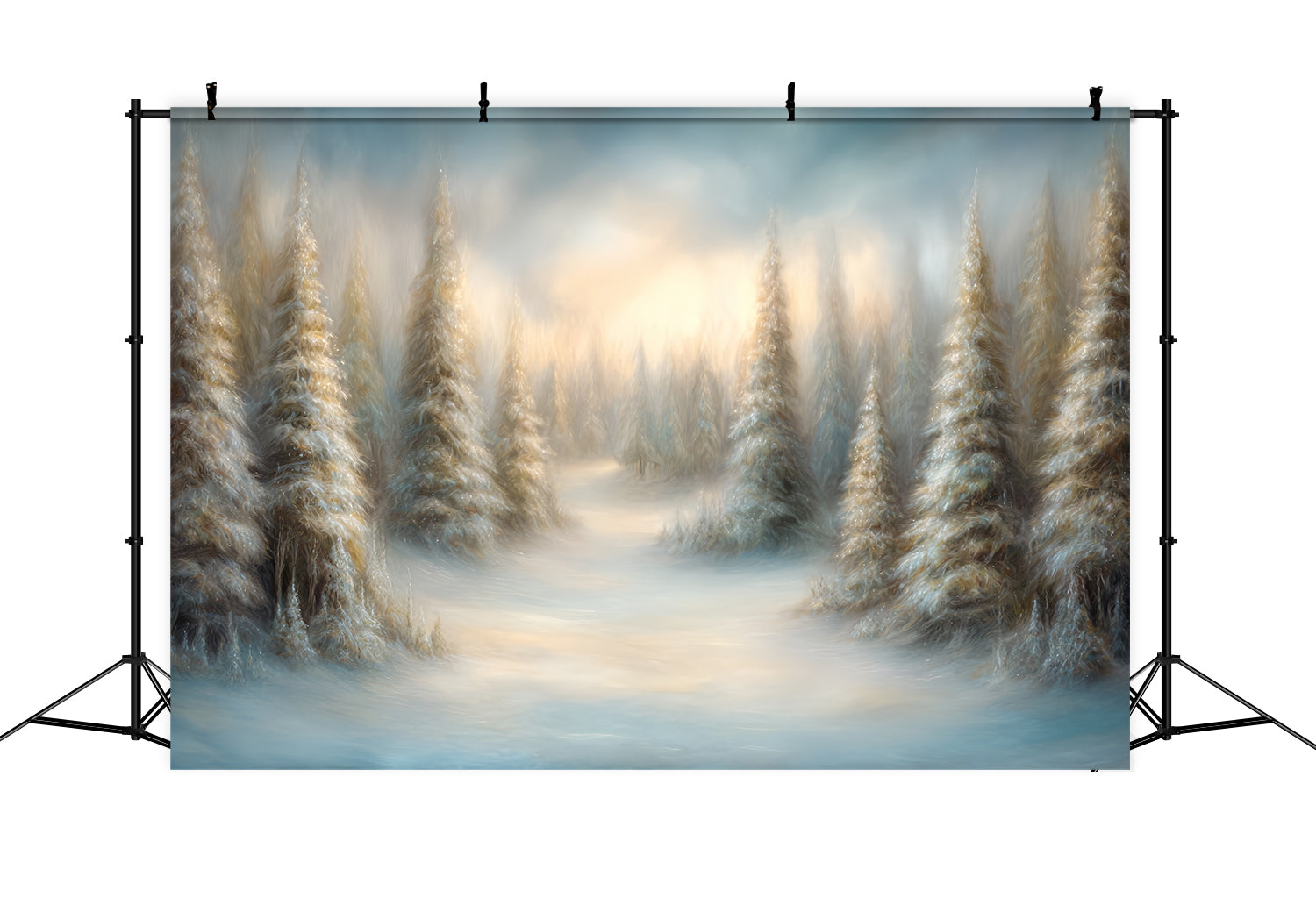Pine Forest Backdrop Dreamy Painted Snowy Pines Forest Photo Backdrop TWW59-135