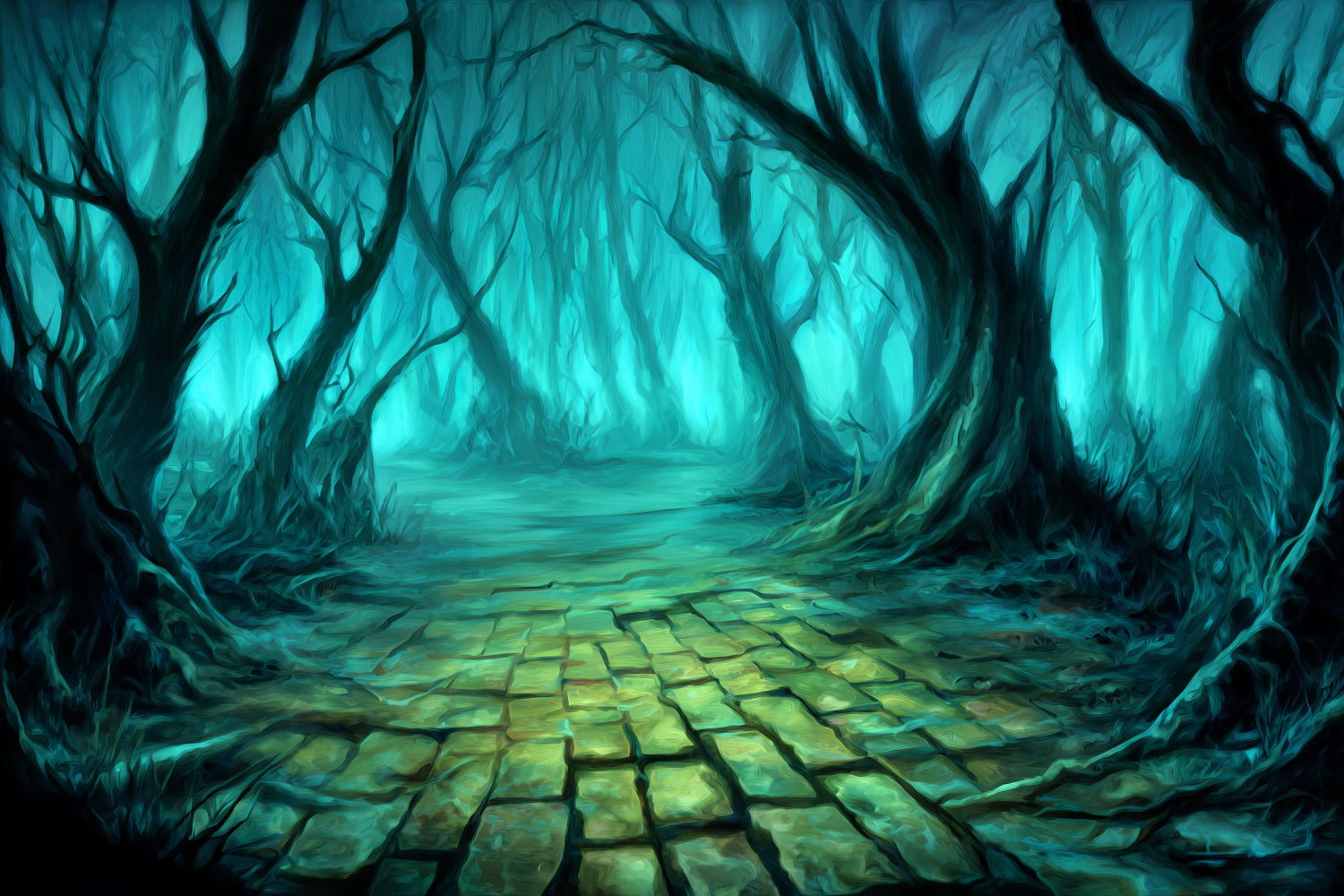 Haunted Forest Backdrop Twisted Trees Mystic Path Spooky Forest Backdrop TWW59-136