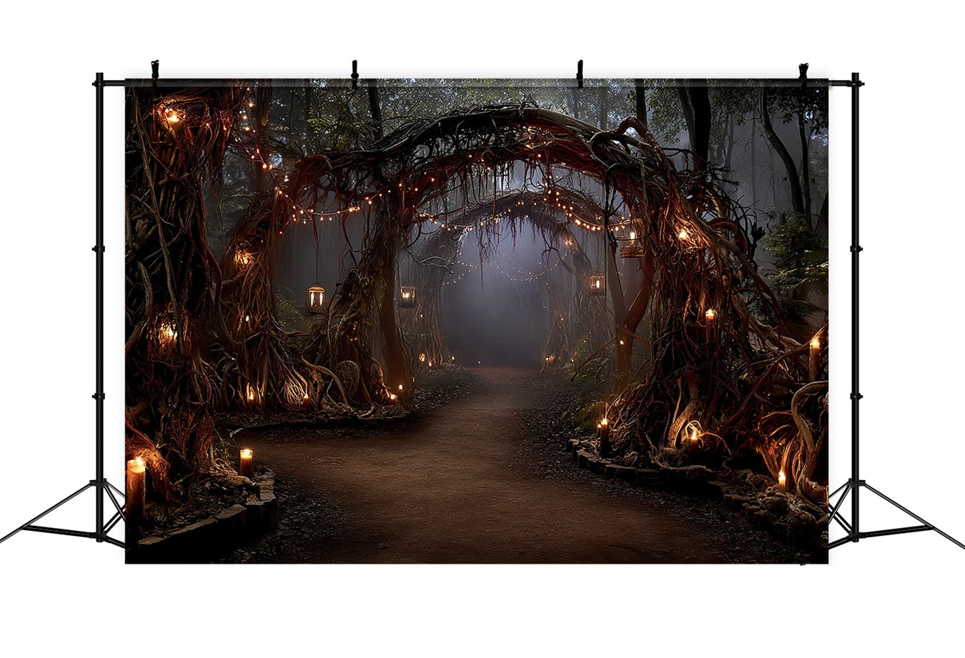 Creepy Forest Backdrop Lantern Path Twisted Roots Dark Forest Backdrop TWW59-141