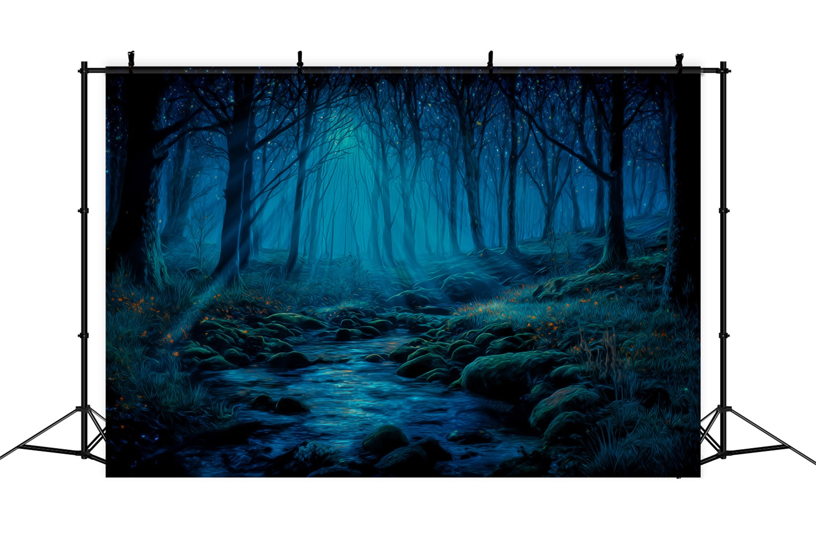 Haunted Forest Backdrop Moonlit Stream Mystic Forest Photo Backdrop TWW59-142
