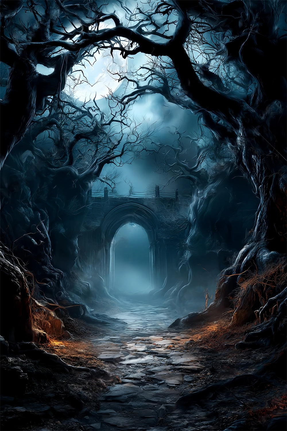 Spooky Forest Backdrop Haunted Archway Moonlit Path Dark Forest Backdrop TWW59-144