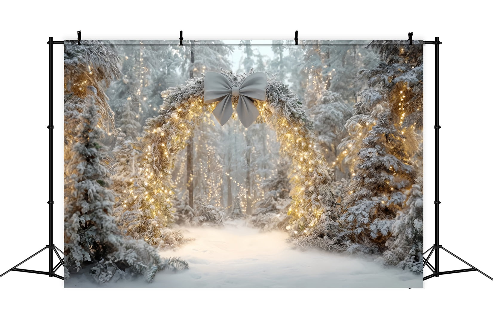 Christmas Forest Backdrop Snowy Arch Twinkling Lights Fantasy Forest Backdrop TWW59-145