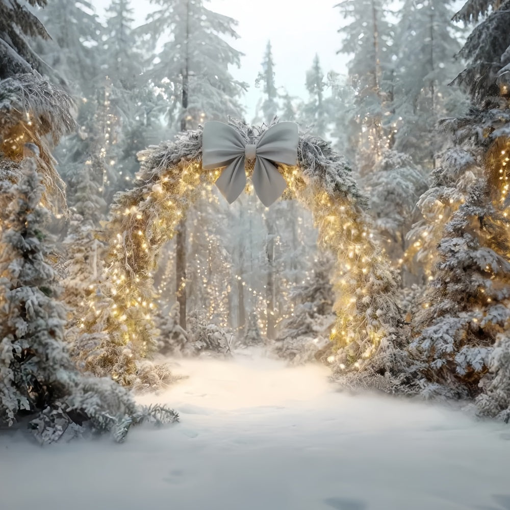 Christmas Forest Backdrop Snowy Arch Twinkling Lights Fantasy Forest Backdrop TWW59-145