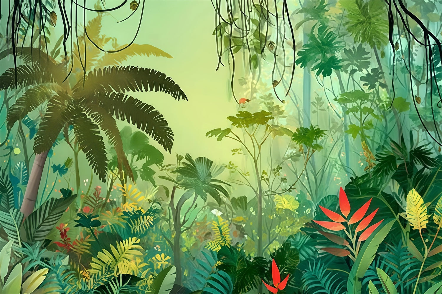 Rainforest Backdrop Tropical Jungle Foliage Paradise Forest Photography Backdrop TWW59-146