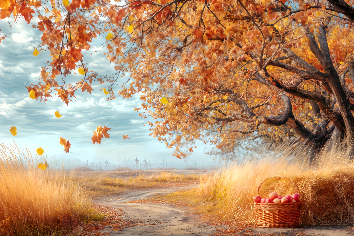 Fall Forest Backdrop Rustic Orchard Autumn Path Forest Backdrop TWW59-150
