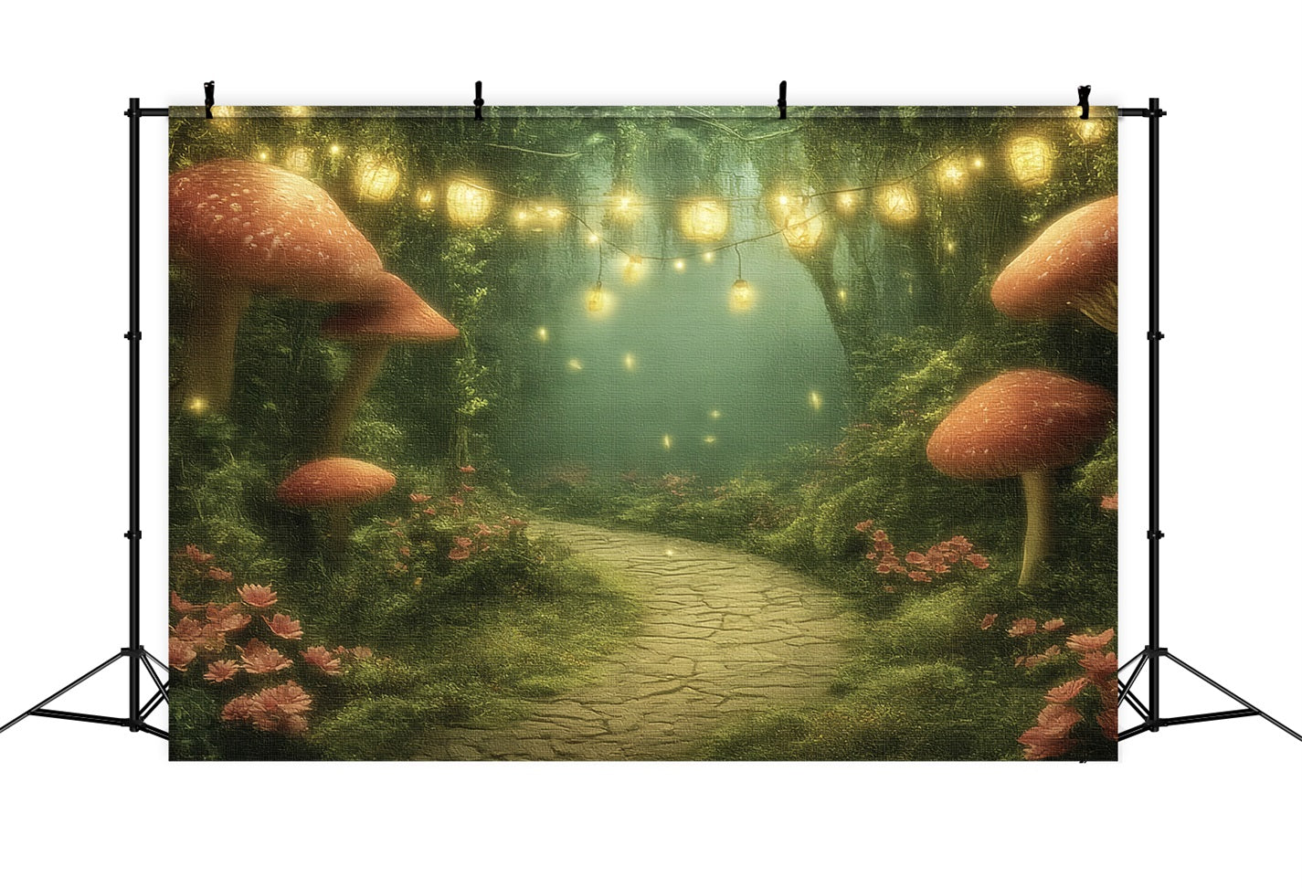 Fairy Forest Backdrop Lantern Mushroom Trail Enchanted Forest Backdrop TWW59-151