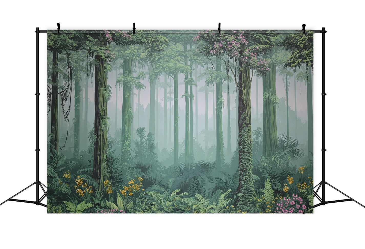 Rainforest Backdrop Misty Jungle Tropical Greens Forest Photo Backdrop TWW59-152