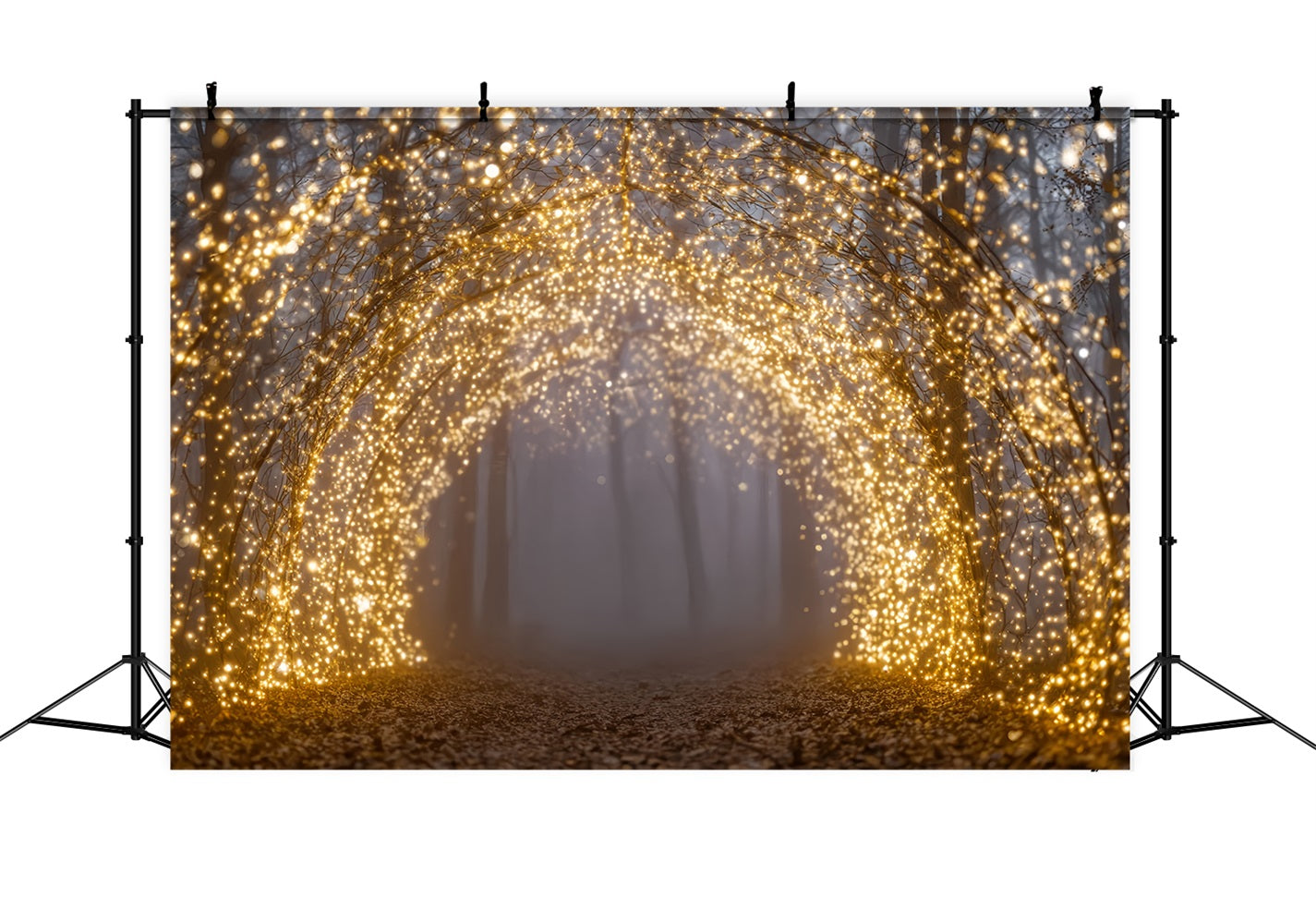 Night Forest Backdrop Golden Lights Enchanted Arch Fantasy Forest Backdrop TWW59-154
