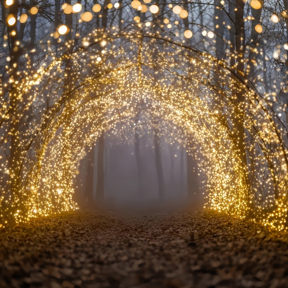 Night Forest Backdrop Golden Lights Enchanted Arch Fantasy Forest Backdrop TWW59-154