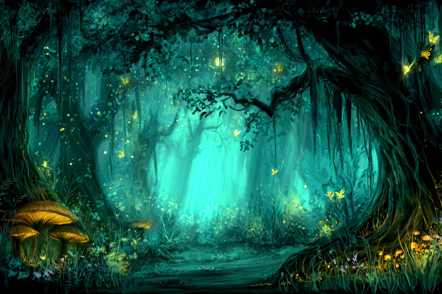 Enchanted Forest Backdrop Mystic Glowing Fairy Woods Forest Backdrop TWW59-158