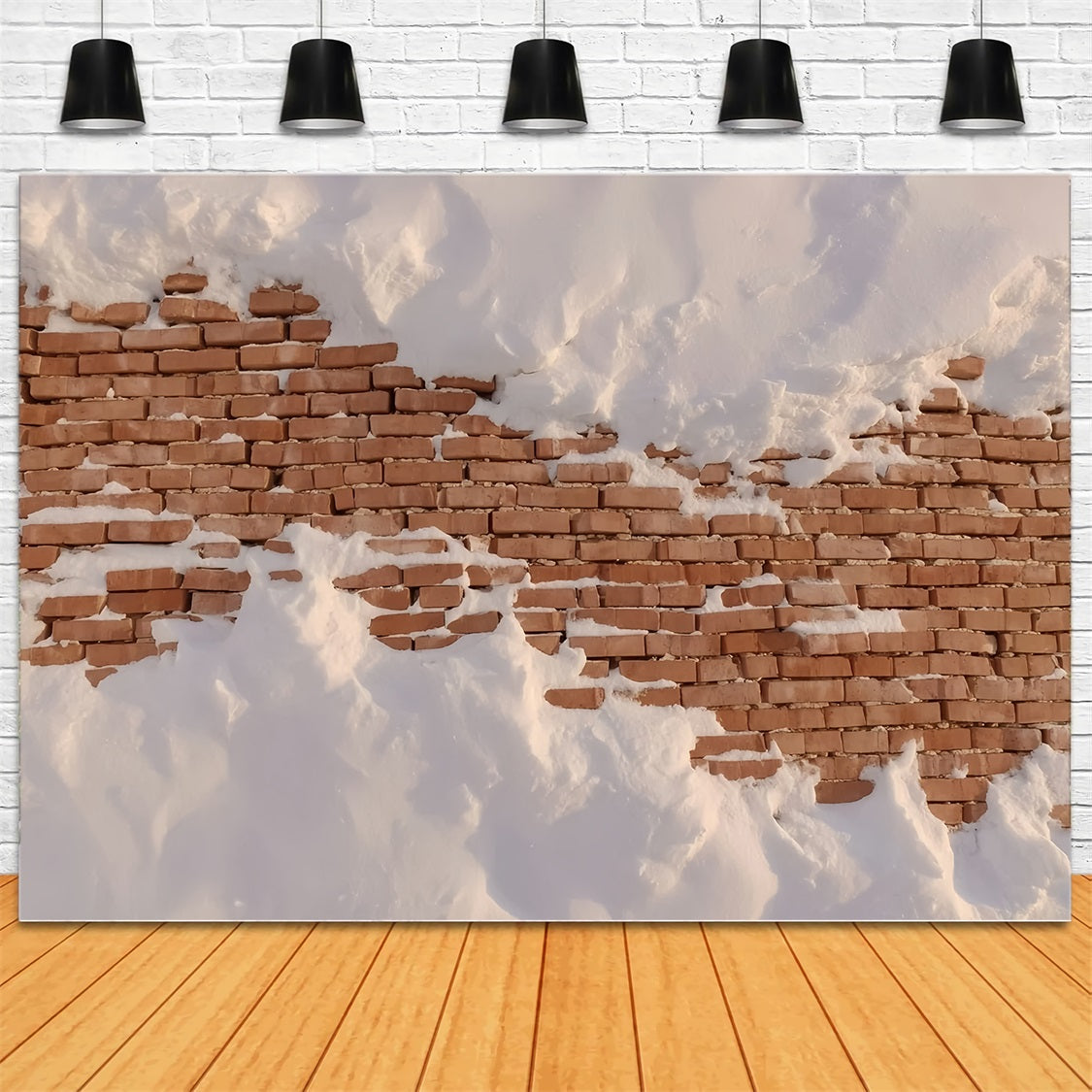 Brick Wall Backdrop Snow Covered Rustic Wall Brick Backdrop TWW59-160