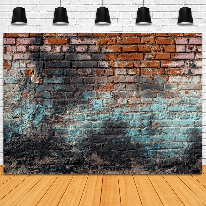 Brick Photography Backdrop Vintage Weathered Graffiti Wall Brick Backdrop TWW59-165