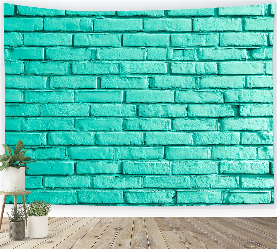 Brick Wall Backdrop Bright Aqua Painted Wall Brick Backdrop TWW59-166