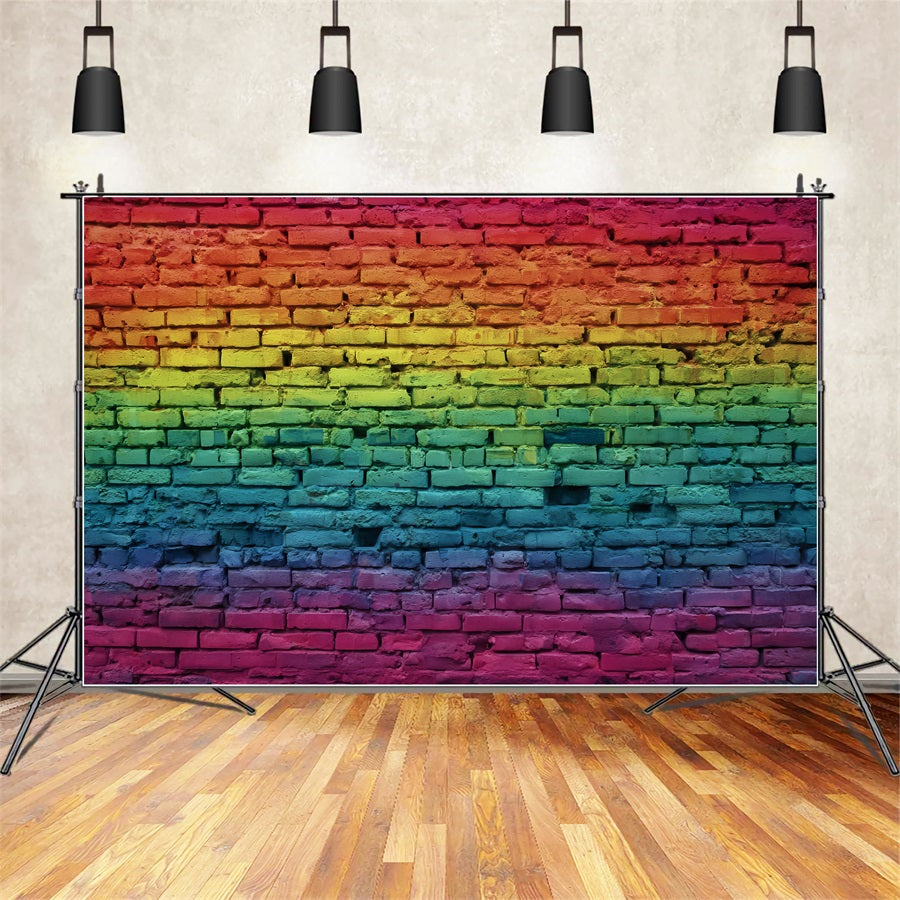 Brick Backdrop Vibrant Rainbow Gradient Wall Brick Backdrops TWW59-167
