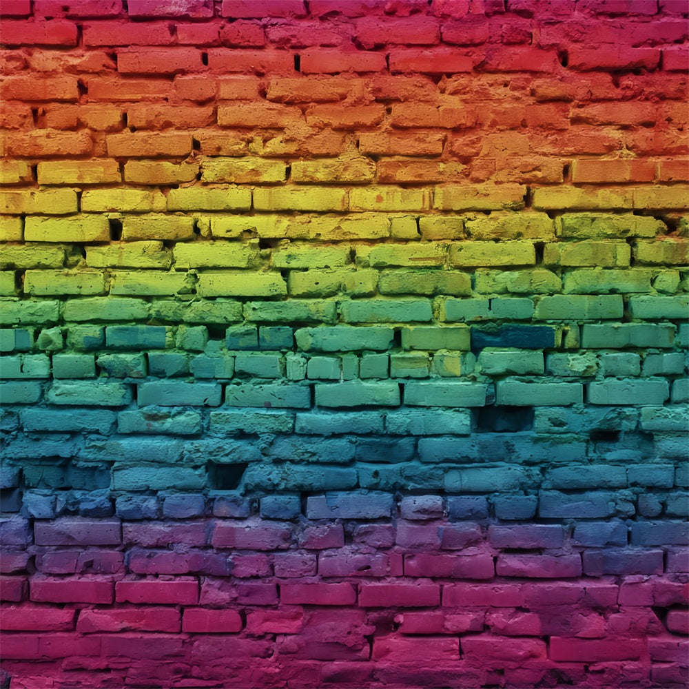 Brick Backdrop Vibrant Rainbow Gradient Wall Brick Backdrops TWW59-167