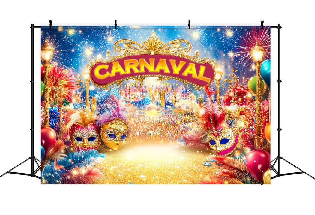 Mask Carnival Backdrop Golden Masks Fireworks Carnival Backdrop TWW59-17