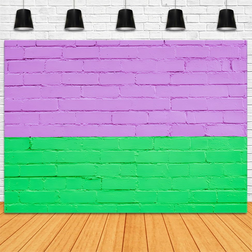 Brick Wall Backdrops Split Tone Purple Green Wall Brick Backdrop TWW59-174